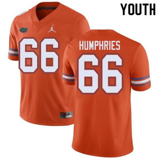 Youth Florida Gators #66 Jaelin Humphries NCAA Jordan Brand Orange Authentic Stitched College Football Jersey HEZ1462YG